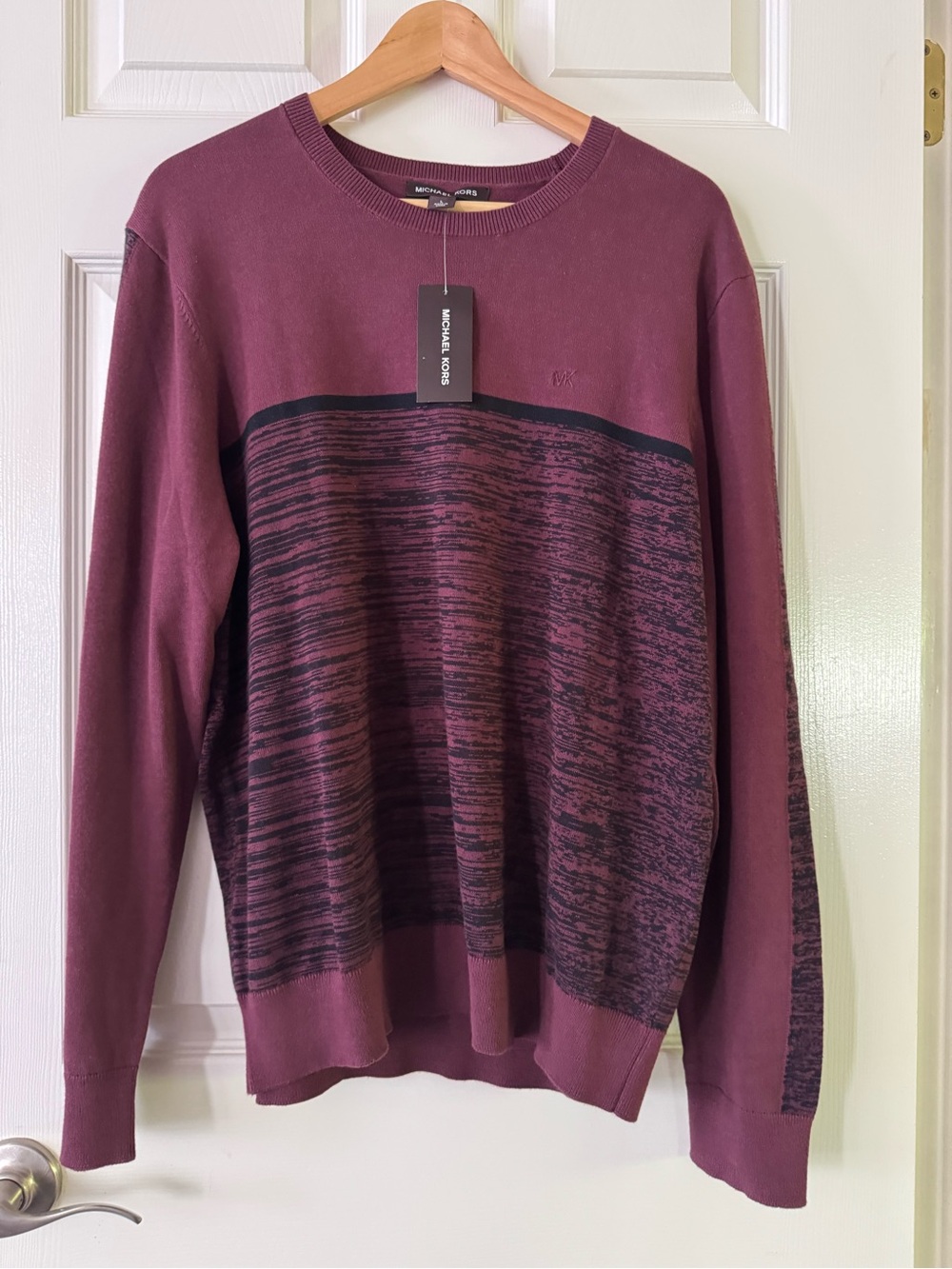Michael Kors Men's Maroon Heathered Crewneck Sweater Size L NWT